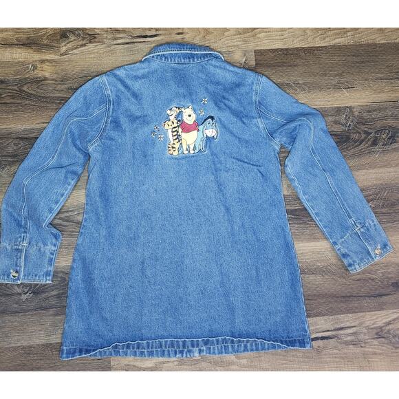 Vintage Disney Winnie the Pooh Embroidered Long Denim Jacket Women’s Size Large - Picture 15 of 16